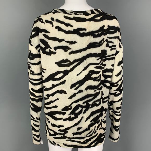 DOLCE & GABBANA Size M Black White Silk Animal Print Casual Top - Picture 3 of 4